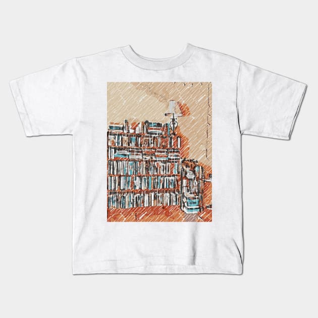 bookshelf Kids T-Shirt by Banyu_Urip